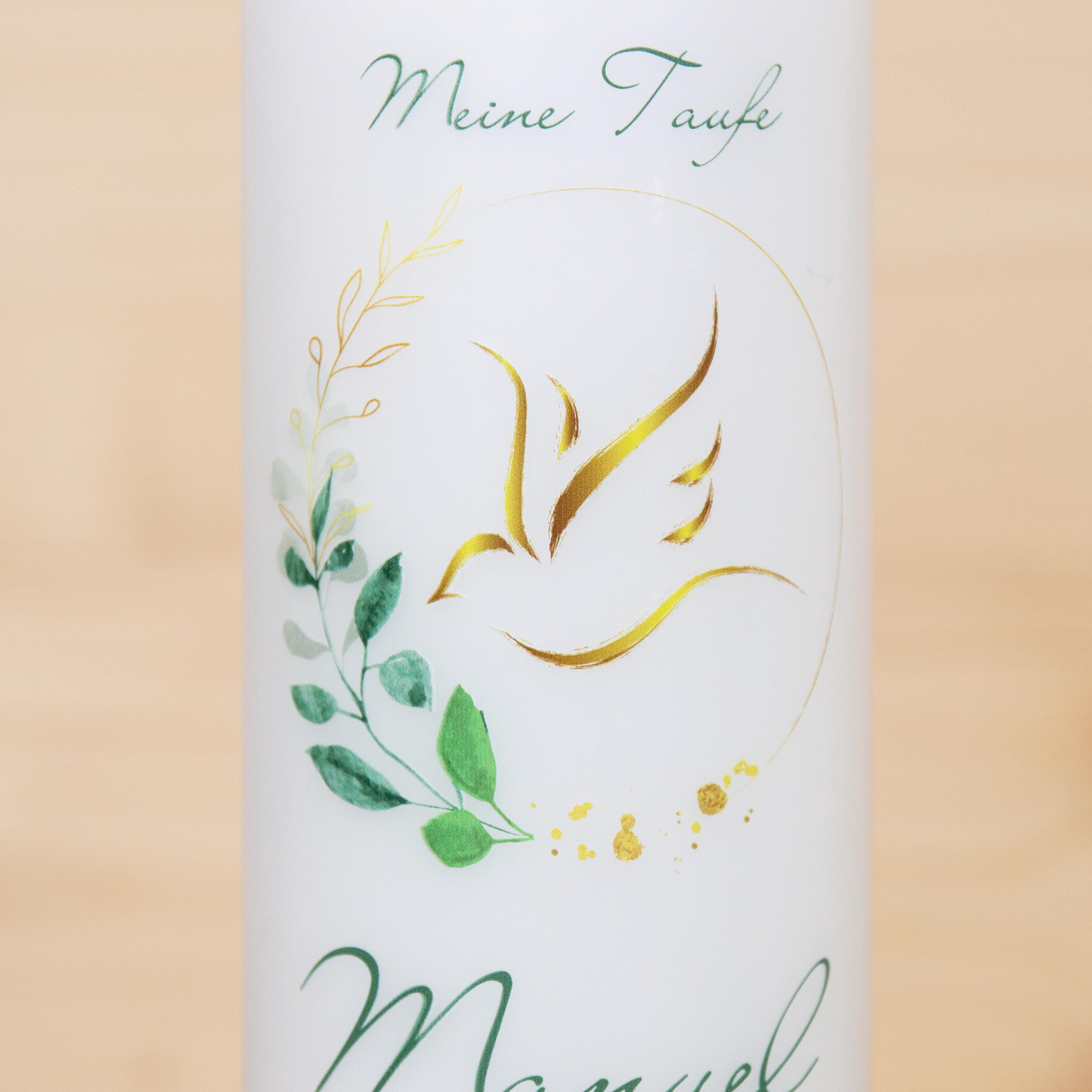 personalisierte Taufkerze - mit Fisch oder Taube als Motiv - Gratis Bänder ! - Geschenk zur Taufe - Taufe, Kerze zur Taufe, Taufkerze