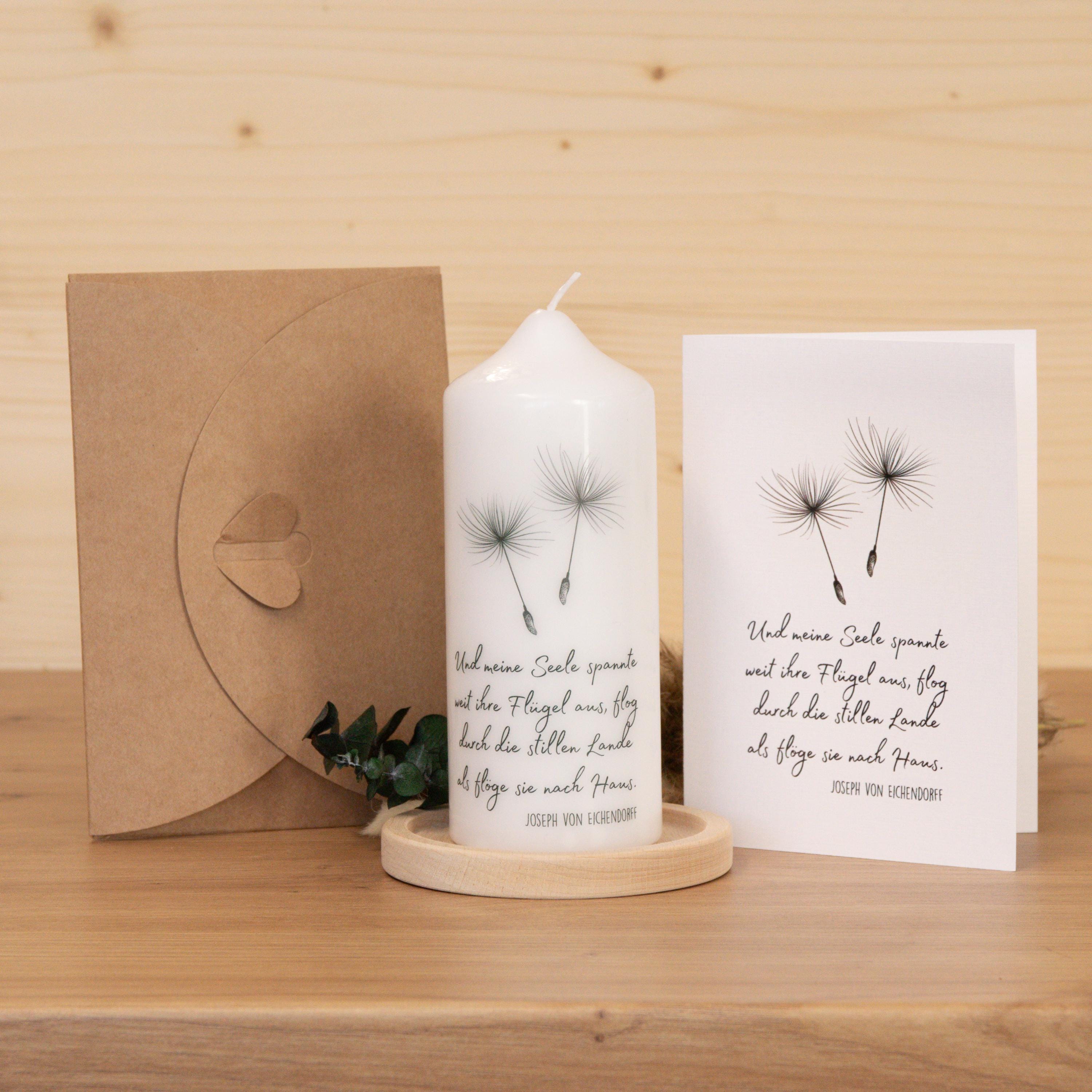 Trauerkerze - Meine Seele - Geschenkset mit Kerze, Grußkarte und Kuvert, Gedenklicht, Geschenk für Trauernde, Trauergeschenk