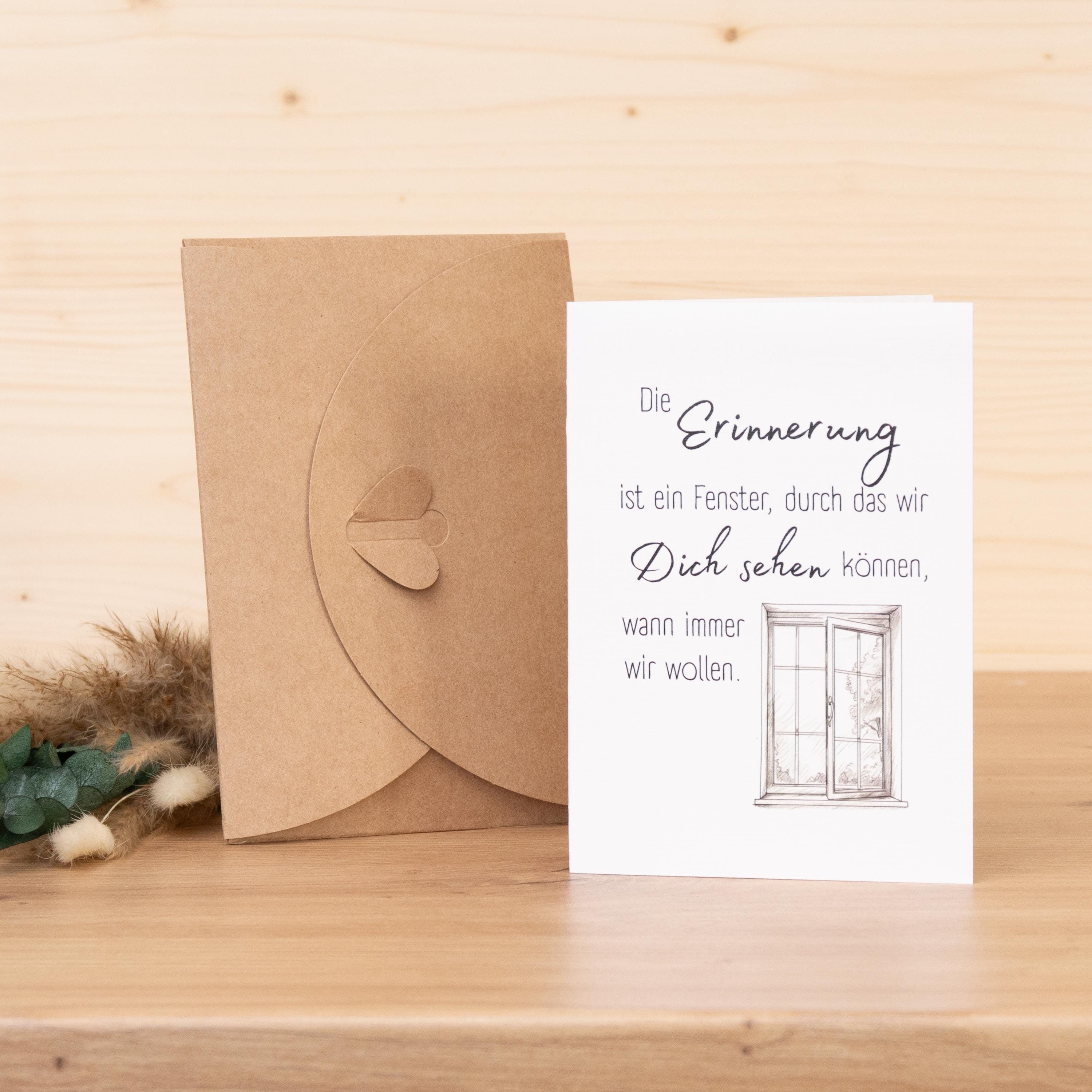 Trauerkerze mit Holz - Die Erinnerung - Geschenkset nach Wahl, Gedenklicht, Geschenk für Trauernde, Trauergeschenk, Karte, Kuvert