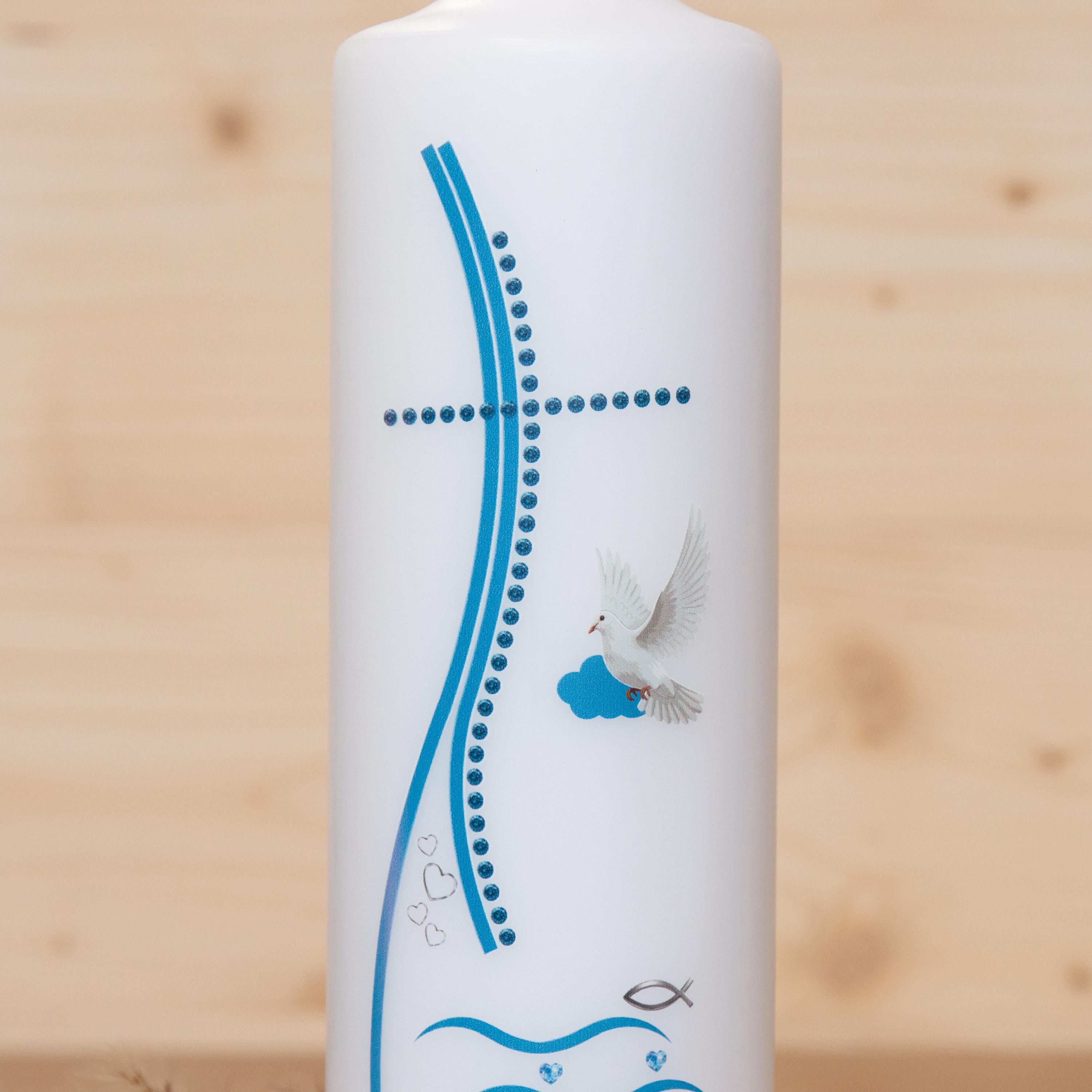 Taufkerze Kreuz - Tim - Geschenk zur Taufe - Für die Taufe, Kerze zur Taufe, Taufkerze, Personalisierte Taufkerze