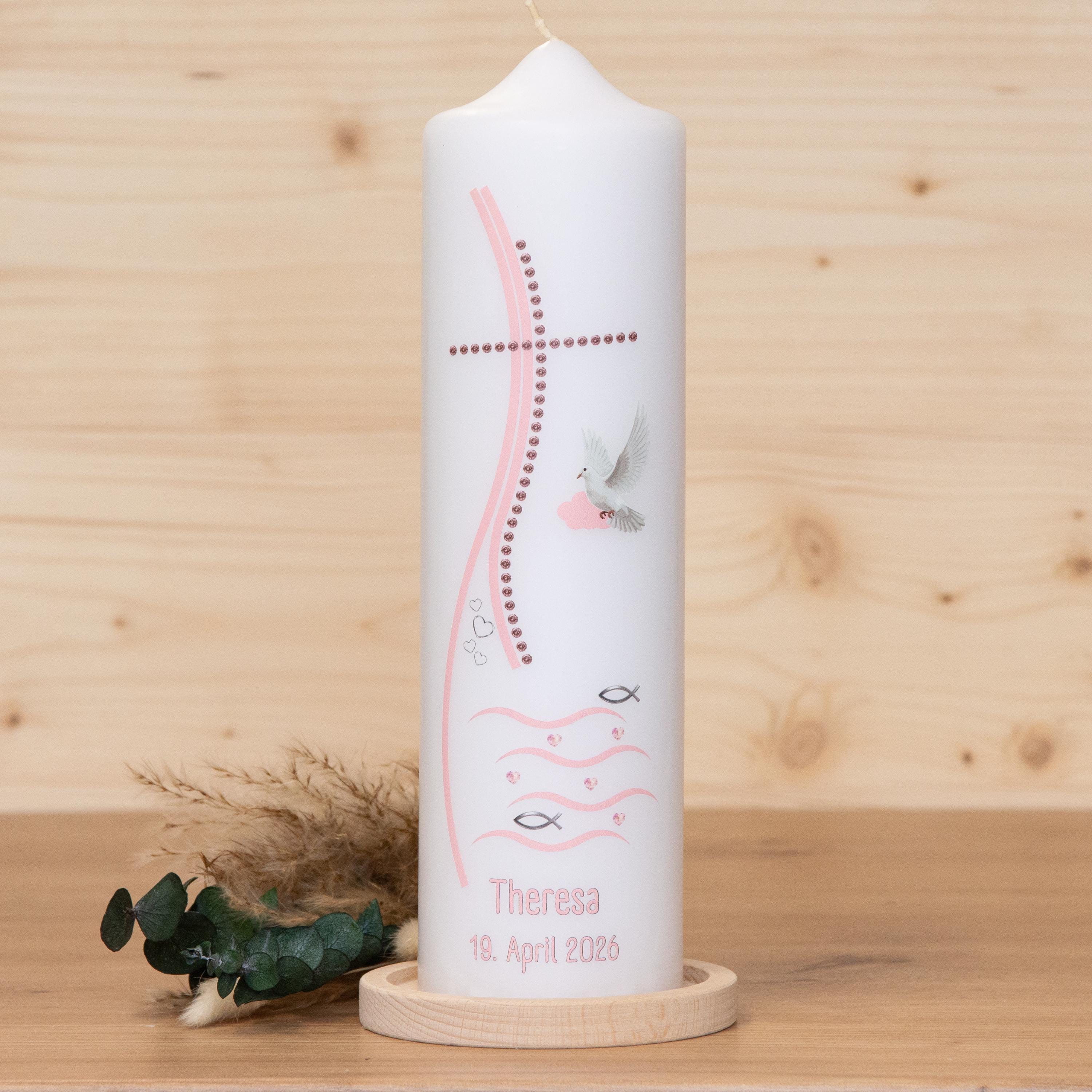 Taufkerze Kreuz - Theresa - Geschenk zur Taufe - Für die Taufe, Kerze zur Taufe, Taufkerze, Personalisierte Taufkerze