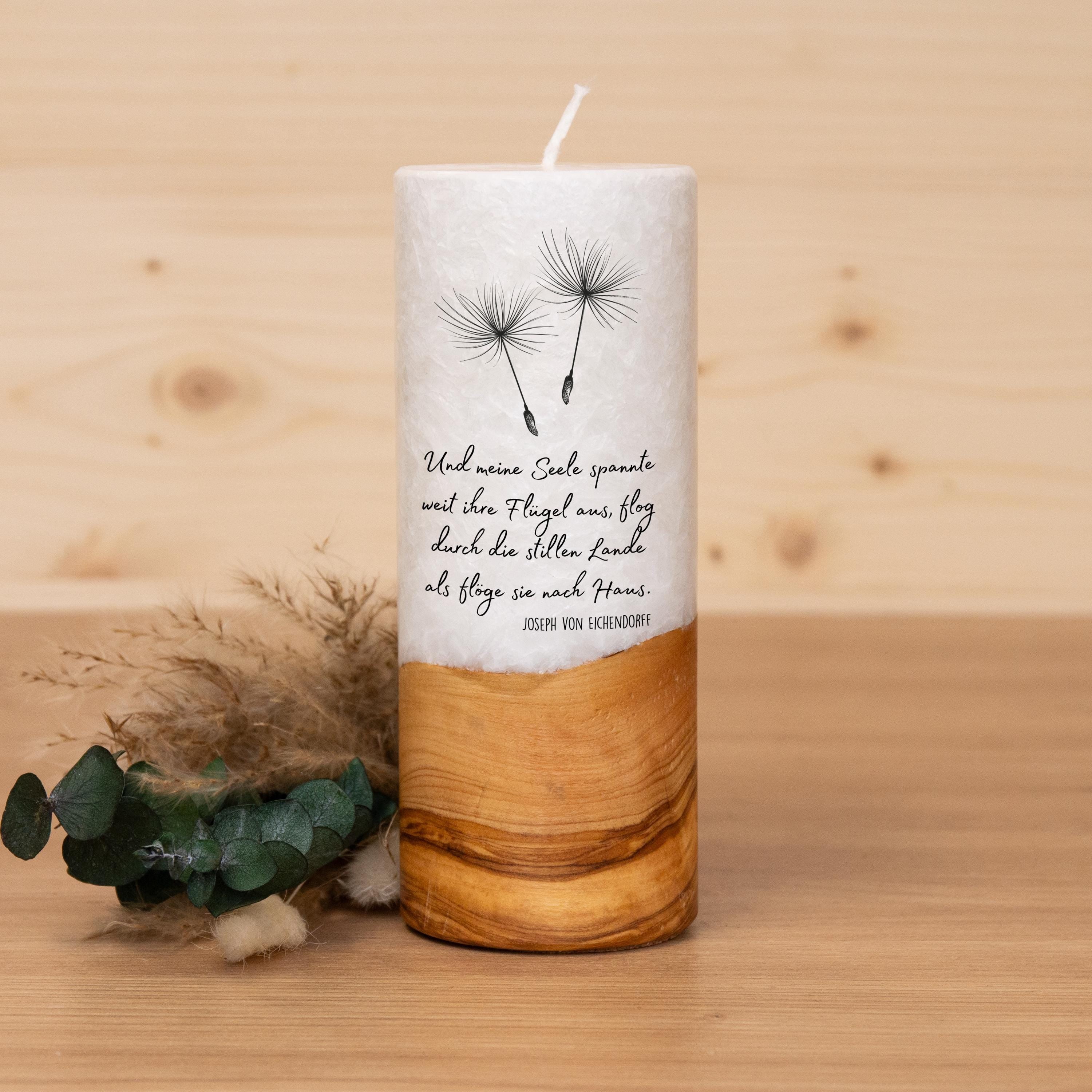 Trauerkerze mit Holz - Meine Seele - Geschenkset nach Wahl, Gedenklicht, Geschenk für Trauernde, Trauergeschenk, Karte, Kuvert