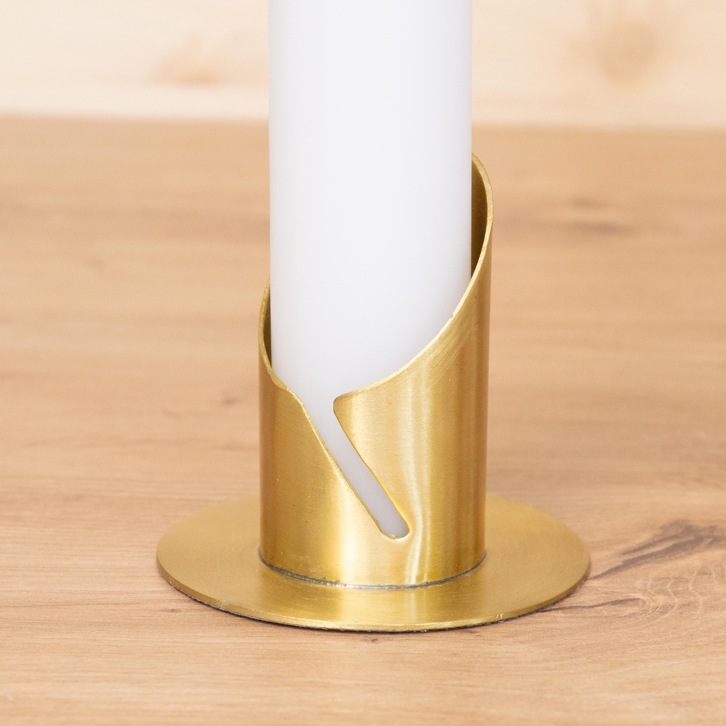 Kerzenhalter bis 4cm in Gold Farbe - Diago – Halter für Taufkerze, Kommunionkerze & Hochzeitskerze | Metall Kerzenständer festliche Deko