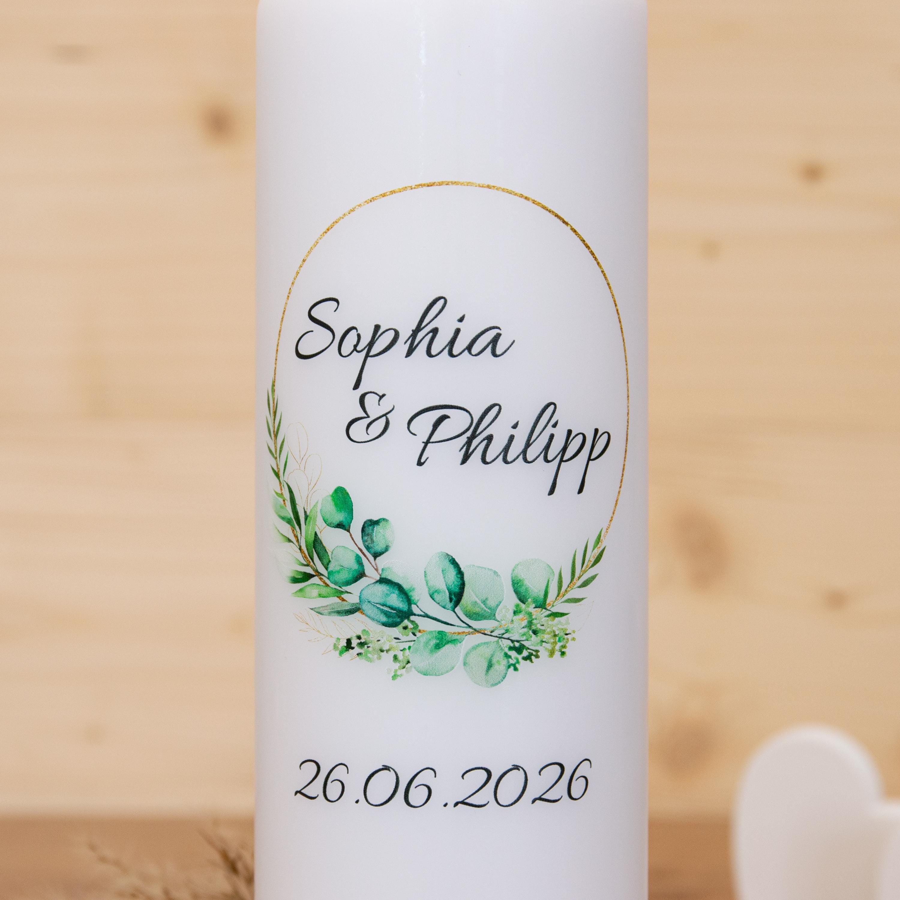 Hochzeitskerze Blumenkranz - Zwei Herzen - individuelle Fertigung - Für die Hochzeit - Traukerze