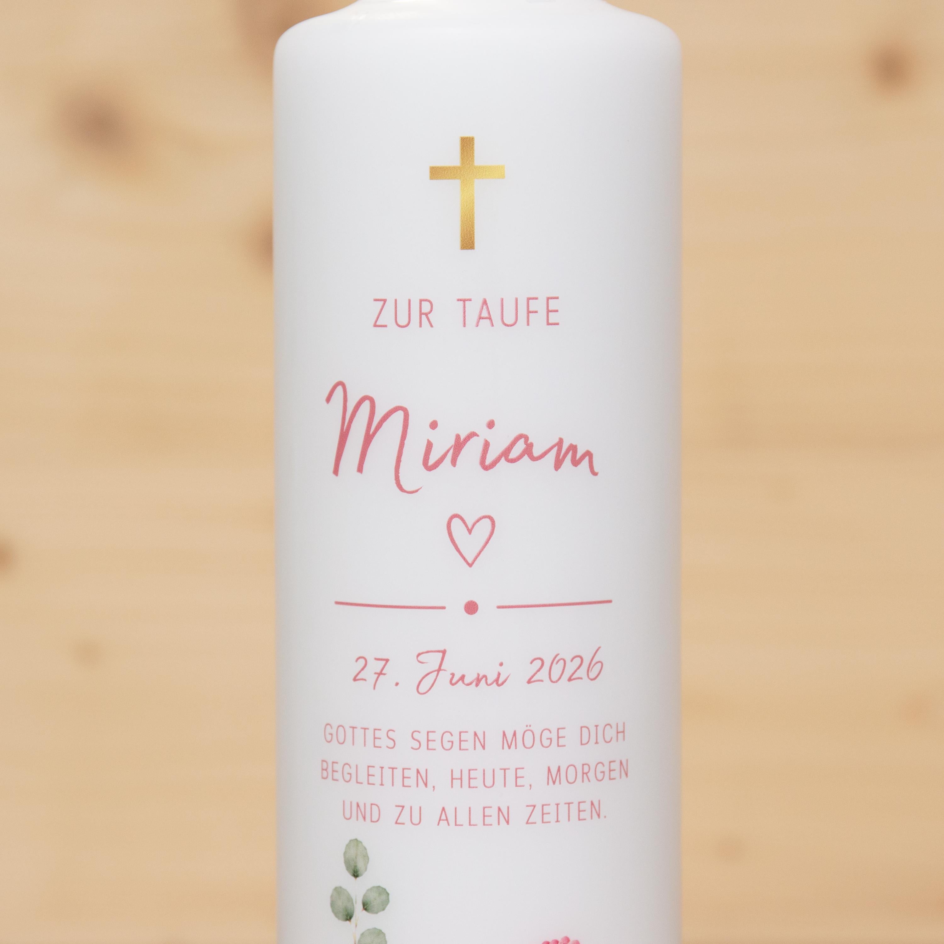 personalisierte Taufkerze - Miriam - Wildblumen - Für die Taufe, Kerze zur Taufe, Taufkerze, Geschenk zur Taufe