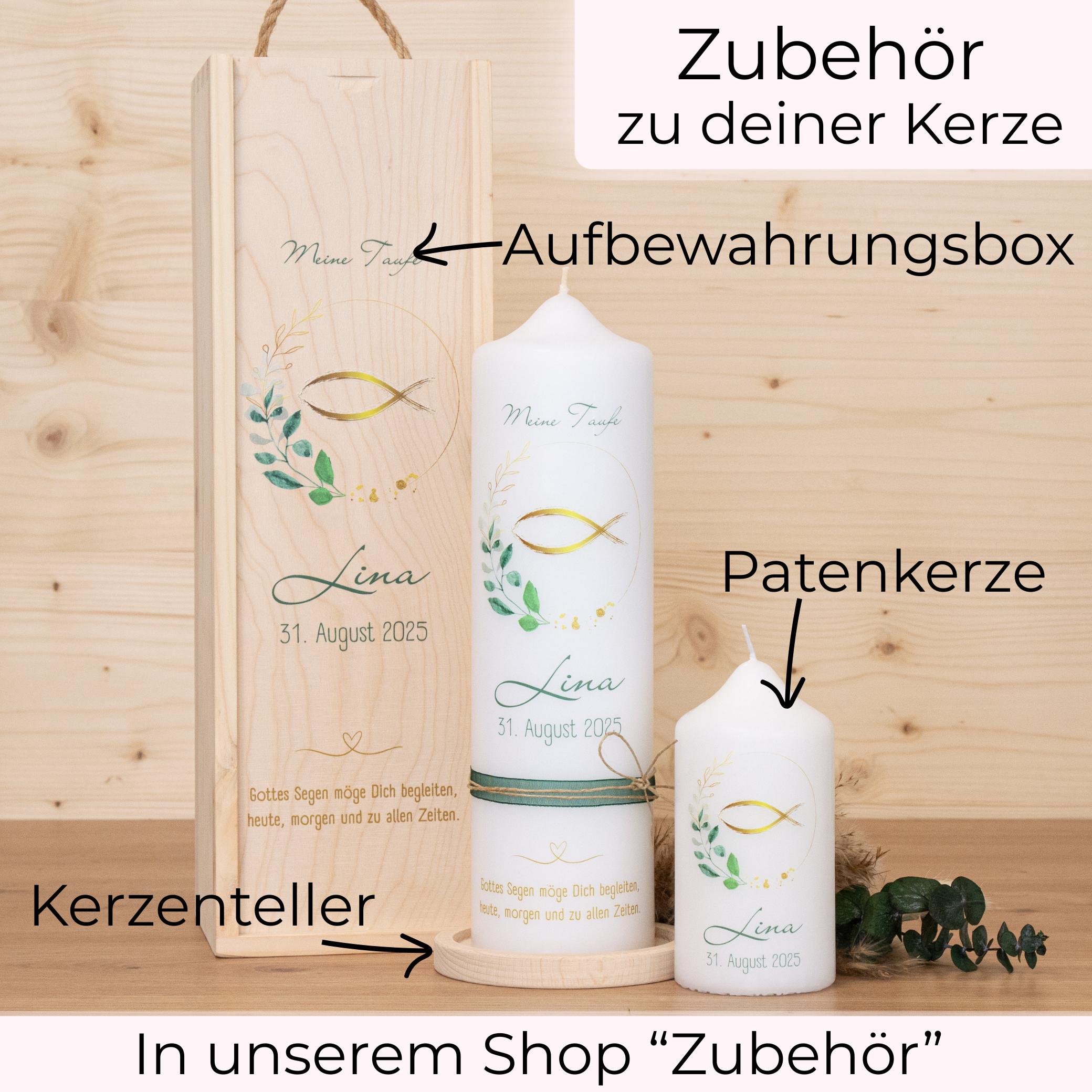 Taufkerze Fisch - Stefan - individuelle Fertigung - Kerze zur Taufe, oder als Geschenk vom Taufpaten