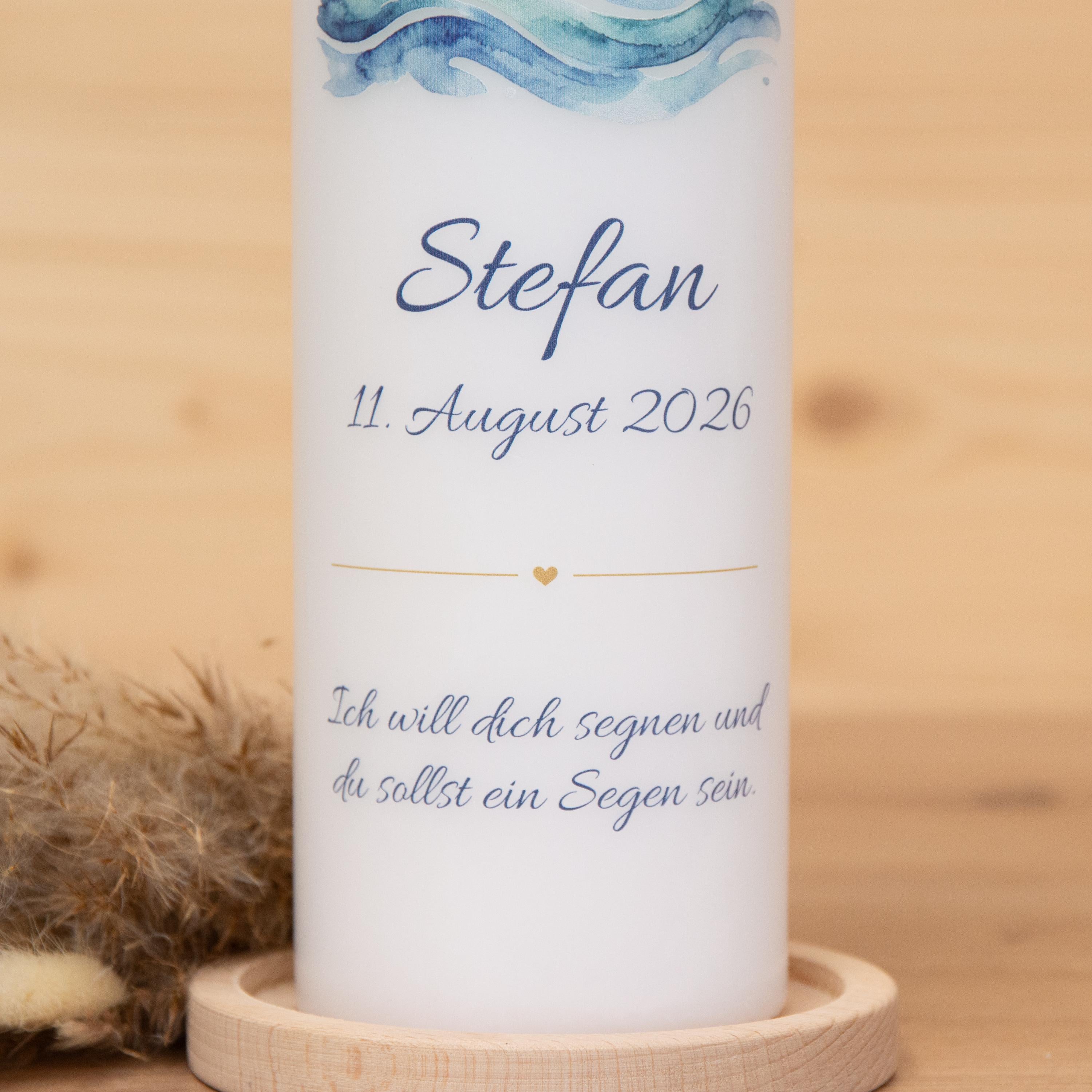 Taufkerze Fisch - Stefan - individuelle Fertigung - Kerze zur Taufe, oder als Geschenk vom Taufpaten