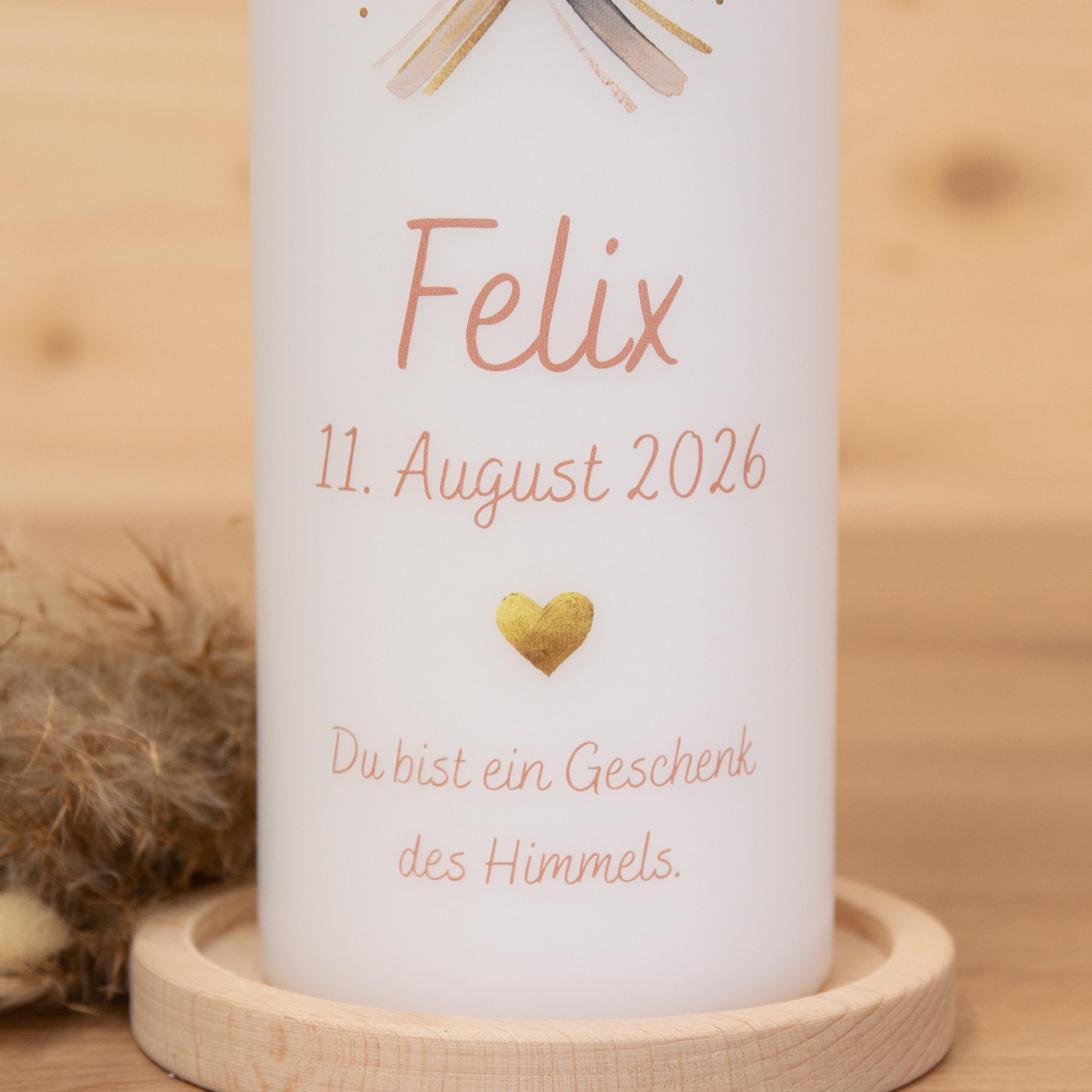 personalisierte Taufkerze Fisch - Felix - Fischsymbol - Ichths - Zur Taufe